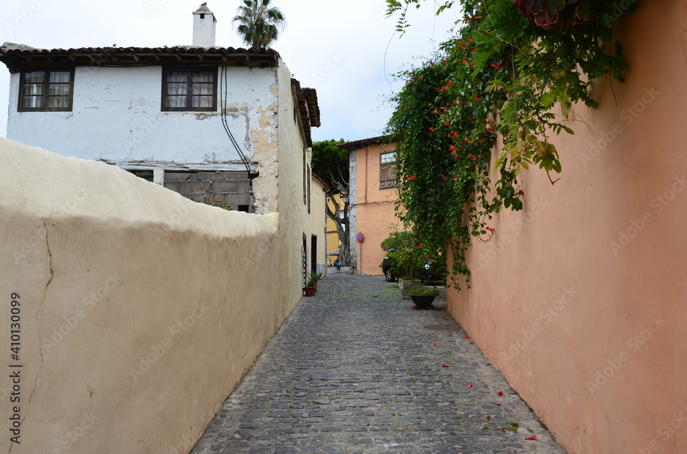 Narrow street in the town of island