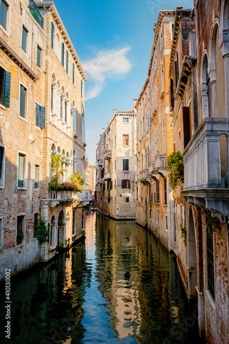 Canals of Venice Italy during summer in Europe,Architecture and landmarks of Venice. Italy Europe #410130082