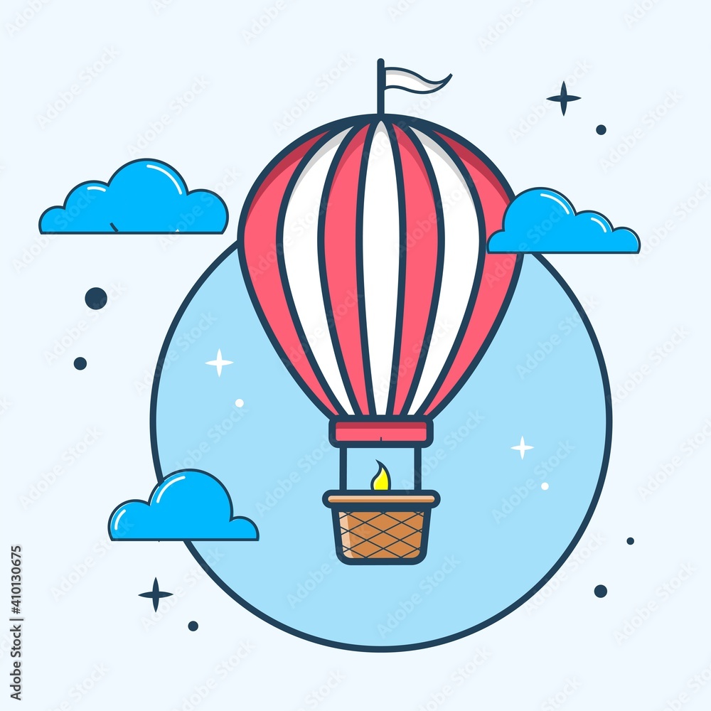 Hot air balloon Illustration with cloud, Hot air balloon balloons flying in the sky Hot air balloon Illustration with cloud, Hot air balloon balloons flying in the sky