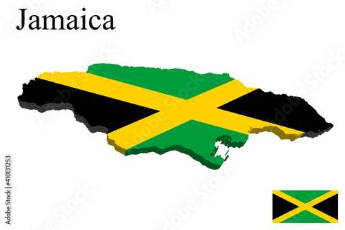 Flag of Jamaica on 3d map