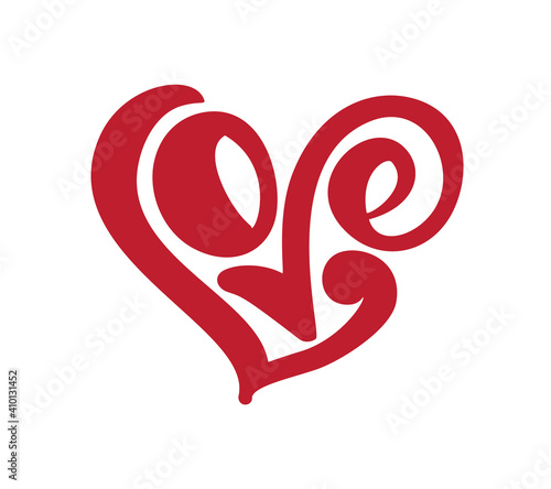 Handwritten vector logo text Love and heart. Laser cut Happy Valentines day card, romantic quote for design greeting card, tattoo, holiday invitation