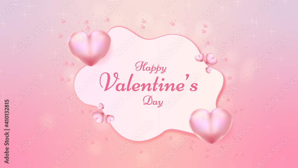 Happy Valentine's day background with heart and present composition for a trendy