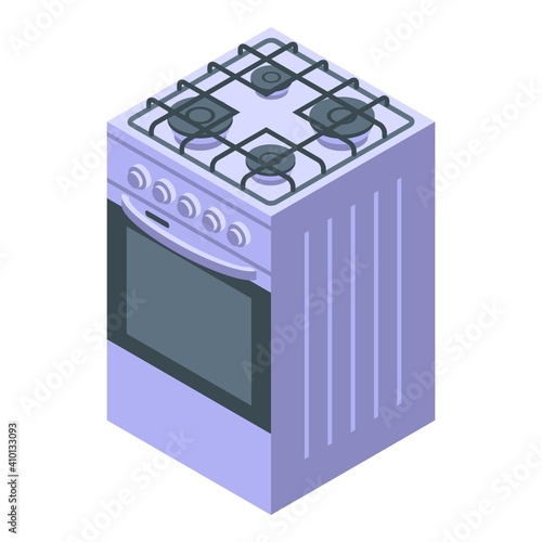 Cook burning gas stove icon. Isometric of cook burning gas stove vector icon for web design isolated on white background