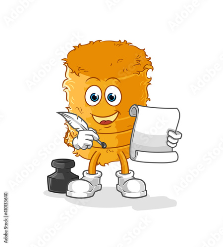 straw roll writer vector. cartoon character