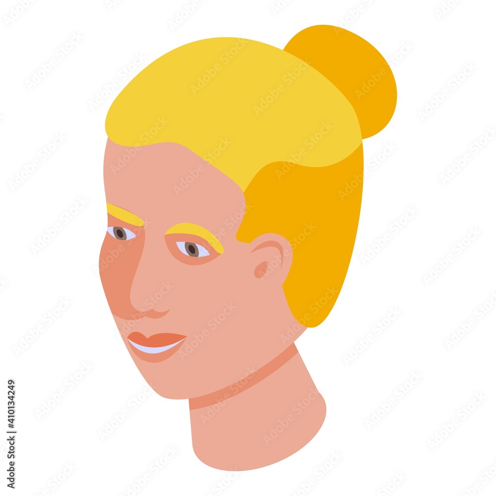 Smiling girl icon. Isometric of smiling girl vector icon for web design isolated on white background Smiling girl icon. Isometric of smiling girl vector icon for web design isolated on white background