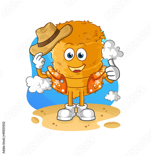 straw roll go on vacation. cartoon mascot vector
