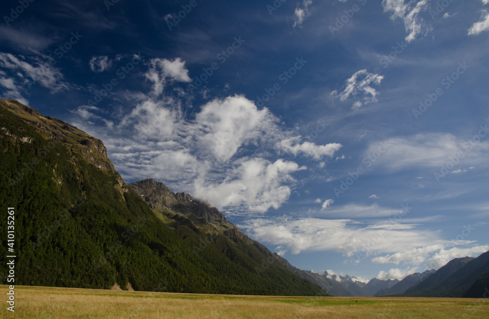 Erlington valley in Fiordland National Park. Southland. South Island. New Zealand. Erlington valley in Fiordland National Park. Southland. South Island. New Zealand.