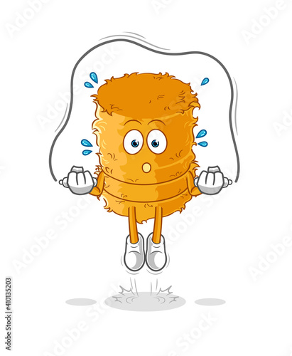 straw roll jump rope exercise. character vector