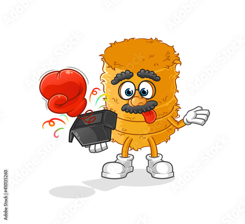 straw roll prank glove in the box. cartoon mascot
