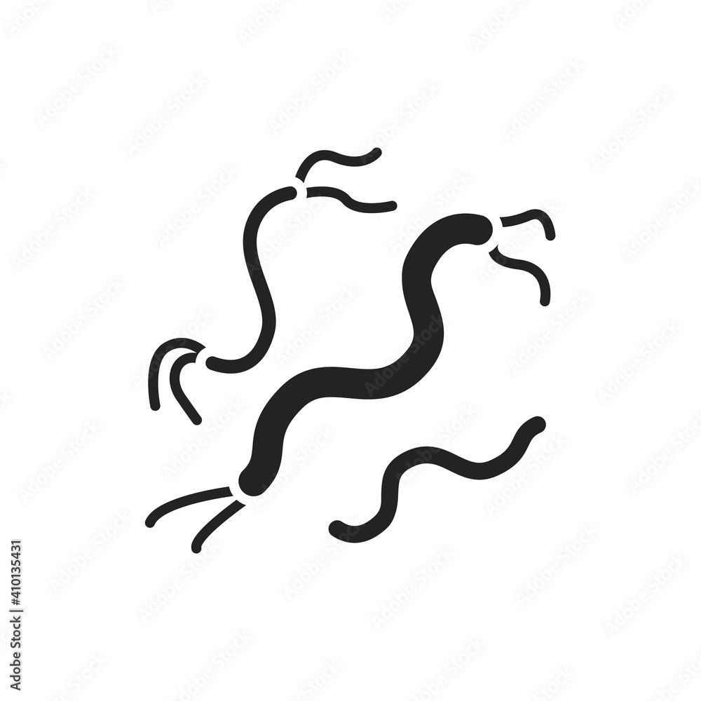 Obraz premium Bacteria spirilla black glyph icon. Vector illustration