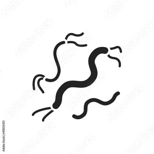 Bacteria spirilla black glyph icon. Vector illustration