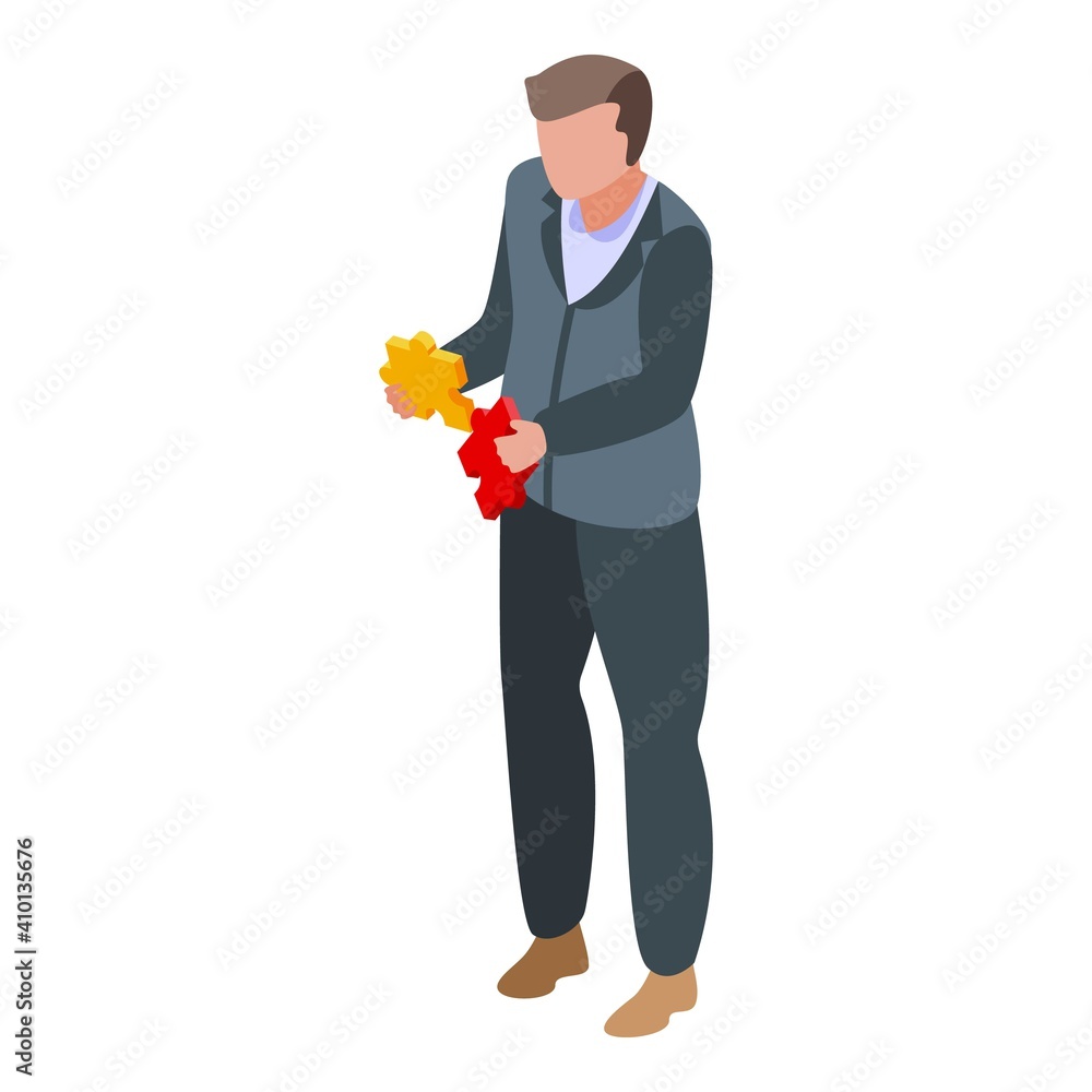 Puzzle collaboration icon. Isometric of puzzle collaboration vector icon for web design isolated on white background Puzzle collaboration icon. Isometric of puzzle collaboration vector icon for web design isolated on white background