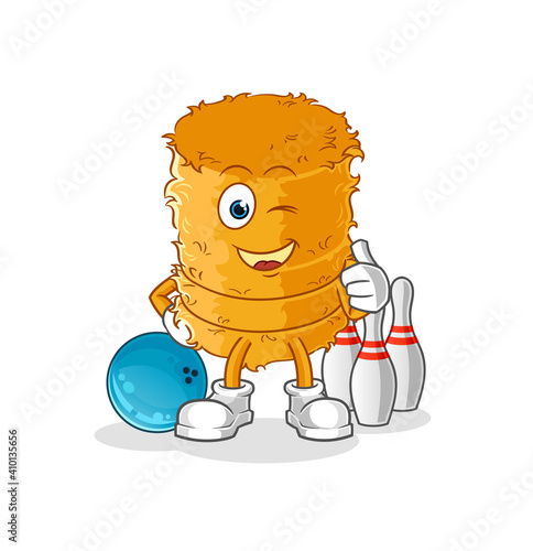 straw roll play bowling illustration. character vector