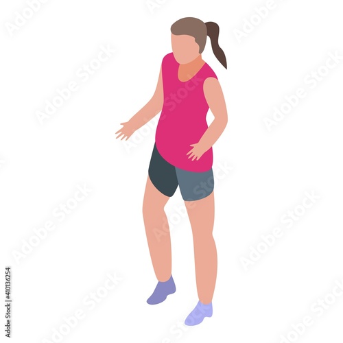 Girl basketball player icon. Isometric of girl basketball player vector icon for web design isolated on white background photo