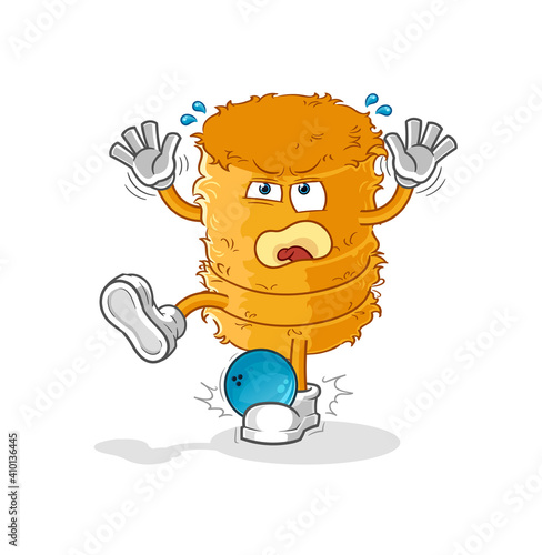 straw roll hiten by bowling cartoon. cartoon mascot vector