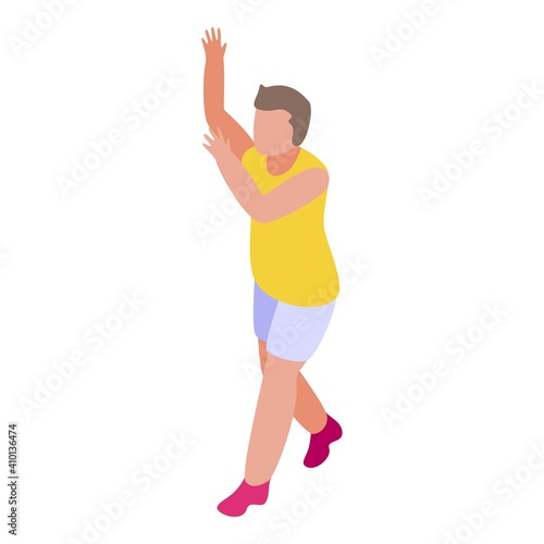 Kid playing basketball icon. Isometric of kid playing basketball vector icon for web design isolated on white background