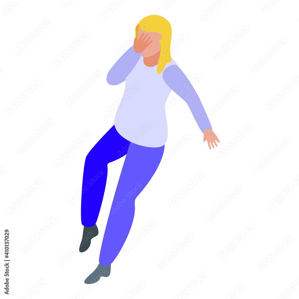 Scared woman icon. Isometric of scared woman vector icon for web design isolated on white background Scared woman icon. Isometric of scared woman vector icon for web design isolated on white background