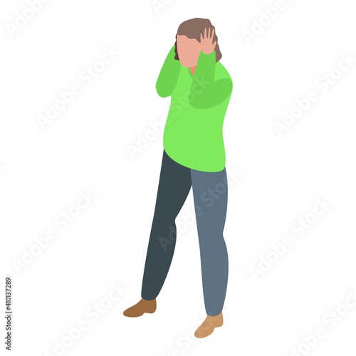 Panicked woman icon. Isometric of panicked woman vector icon for web design isolated on white background