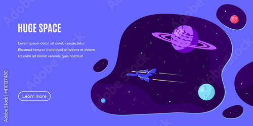 Outer Space Concept Banner Template In Flat Style