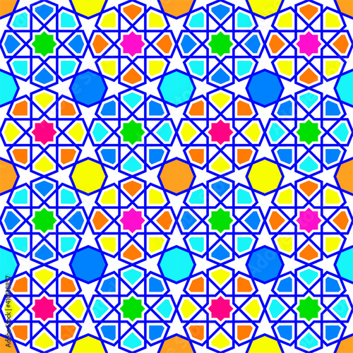 Abstract seamless colorful islamic pattern, geometric design pattern