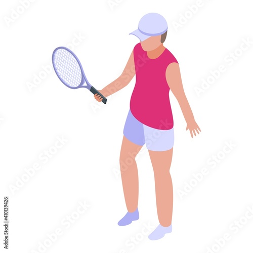 Kid tennis sport player icon. Isometric of kid tennis sport player vector icon for web design isolated on white background © ylivdesign