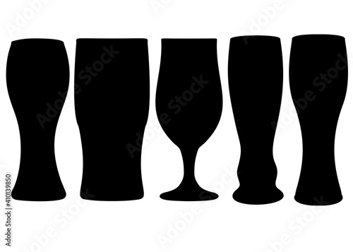 Beer glasses in a set.