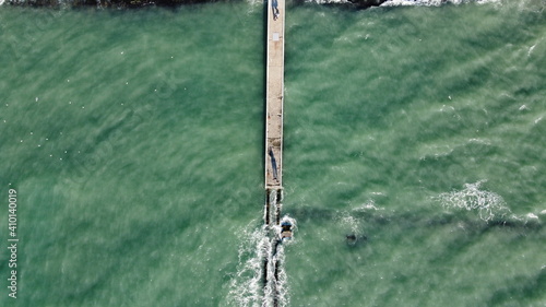 Sea with waves In Sochi. By drone