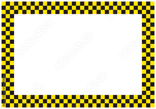 Marco con cuadros amarillo y negro. Carrera de coches. Automovilismo