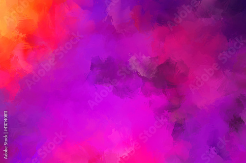 2D illustration of colorful brush strokes. Decorative texture painting. Vibrant paint pattern backdrop.