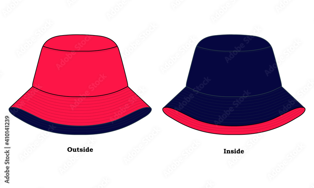 Reversible Bucket Hat With Pink-Navy Design on White Background, Vector File. Reversible Bucket Hat With Pink-Navy Design on White Background, Vector File.