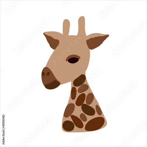 Cartoon giraffe, hand-drawn. Doodle vector, stock illustration. Exotic nature, fauna. Isolated on white background