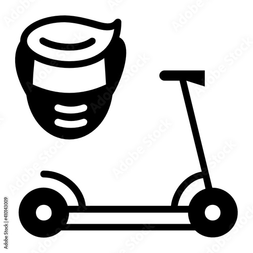 Kick Bike Racing Vector Glyph Icon Design, Green transport Symbol on white background, eco Motorized scooter Sign, Electric Scooter Gang Concept,