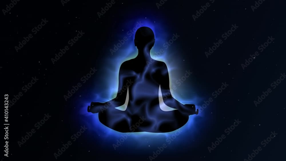 Human Covered with Energy body and aura in Meditation Concept Illustration Animation on Space Background Human Covered with Energy body and aura in Meditation Concept Illustration Animation on Space Background
