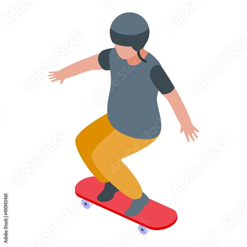 Protected boy skateboard icon. Isometric of protected boy skateboard vector icon for web design isolated on white background © ylivdesign