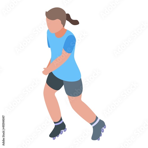 Girl rollerblade icon. Isometric of girl rollerblade vector icon for web design isolated on white background