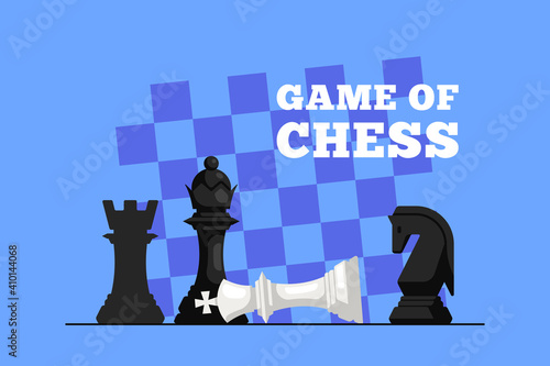 Chess King Lying on Chess Board and Queen Figure Above It