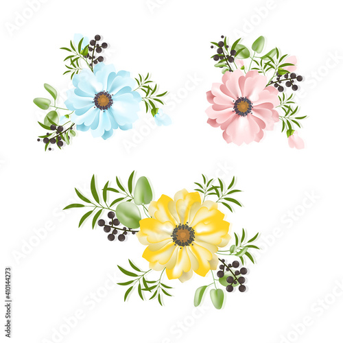 Fototapeta Naklejka Na Ścianę i Meble -  Flower isolated on white background. Flower modern design for t-shirt, print material, cloth and textile. Useful for invite and wedding card, wallpaper and greeting card. Flower vector illustration