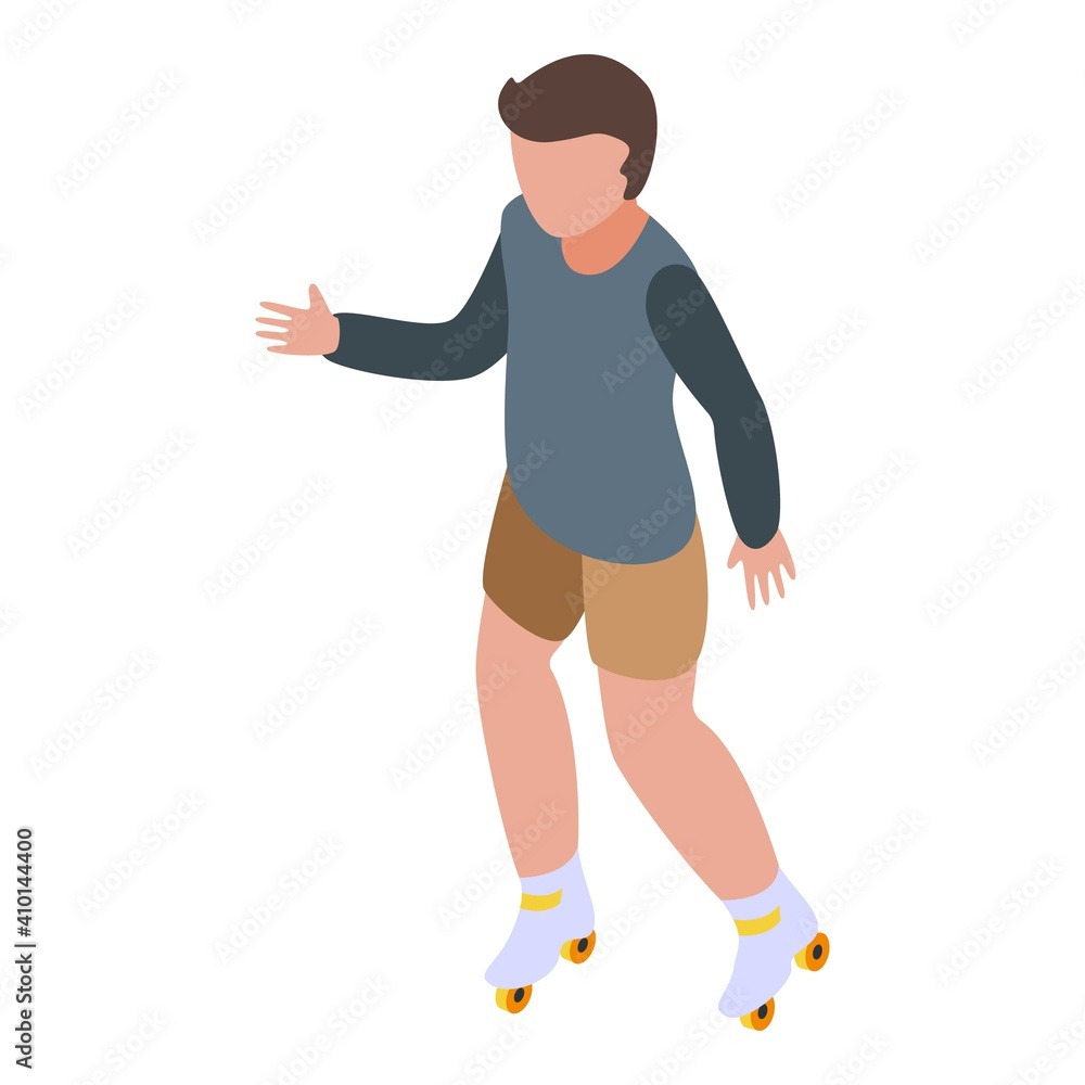 Boy inline skates icon. Isometric of boy inline skates vector icon for web design isolated on white background Boy inline skates icon. Isometric of boy inline skates vector icon for web design isolated on white background