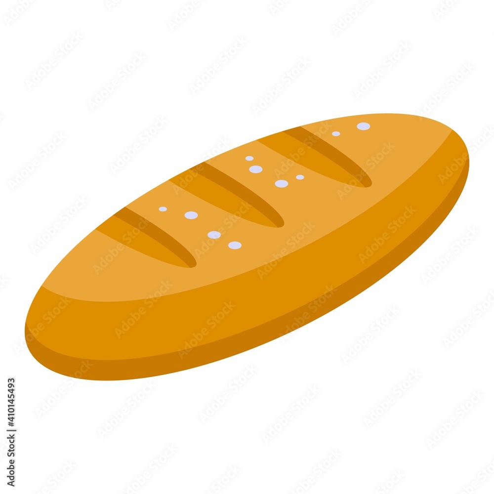 Bread baton icon. Isometric of bread baton vector icon for web design isolated on white background Bread baton icon. Isometric of bread baton vector icon for web design isolated on white background