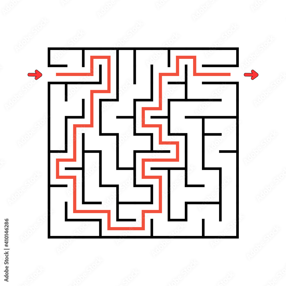 Square maze. Game for kids. Puzzle for children. Labyrinth conundrum. Vector illustration. Find the right path. Square maze. Game for kids. Puzzle for children. Labyrinth conundrum. Vector illustration. Find the right path.