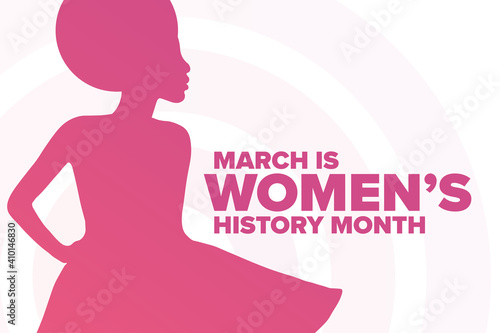 March is National Women’s History Month. Holiday concept. Template for background, banner, card, poster with text inscription. Vector EPS10 illustration.