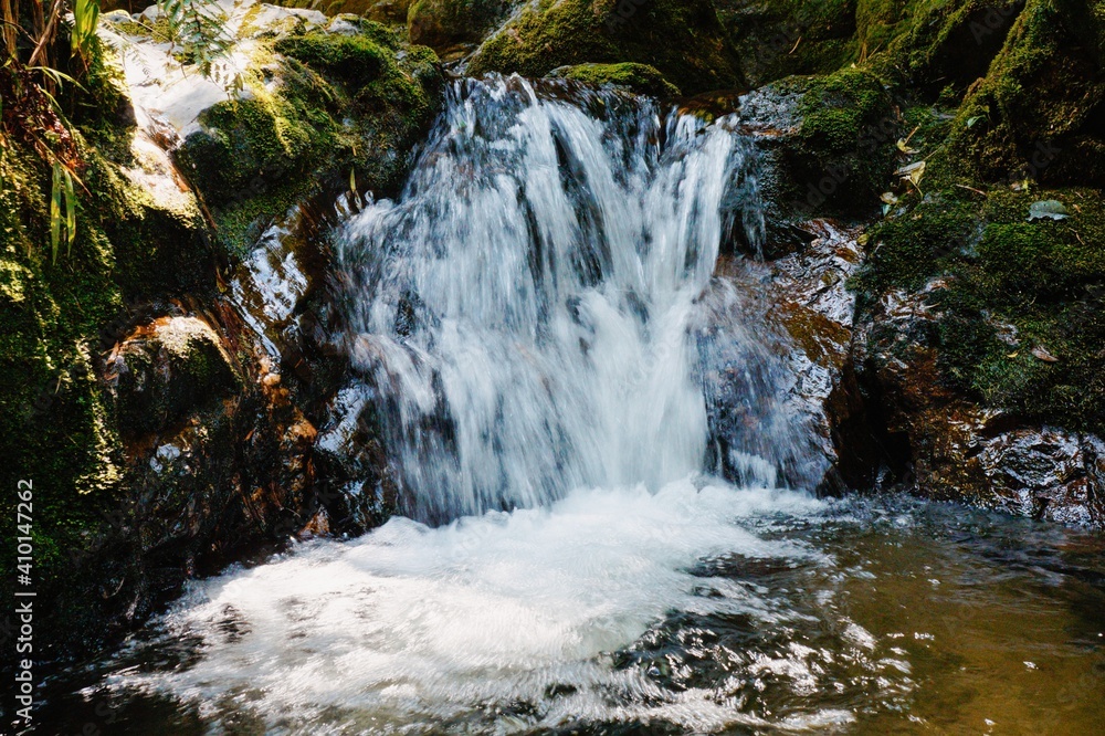 Landscape of small waterfall in a canyon in the jungle Landscape of small waterfall in a canyon in the jungle