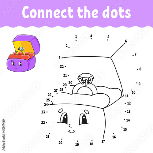 Dot to dot game. Draw a line. Valentine's Day. For kids. Activity worksheet. Coloring book. With answer. Cartoon character. Vector illustration.