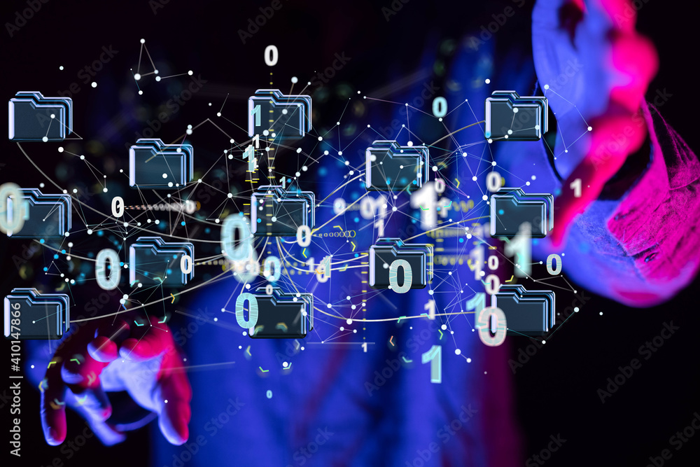 Obraz premium Internet infrastructure concept. Abstract technology background. 3D rendering.