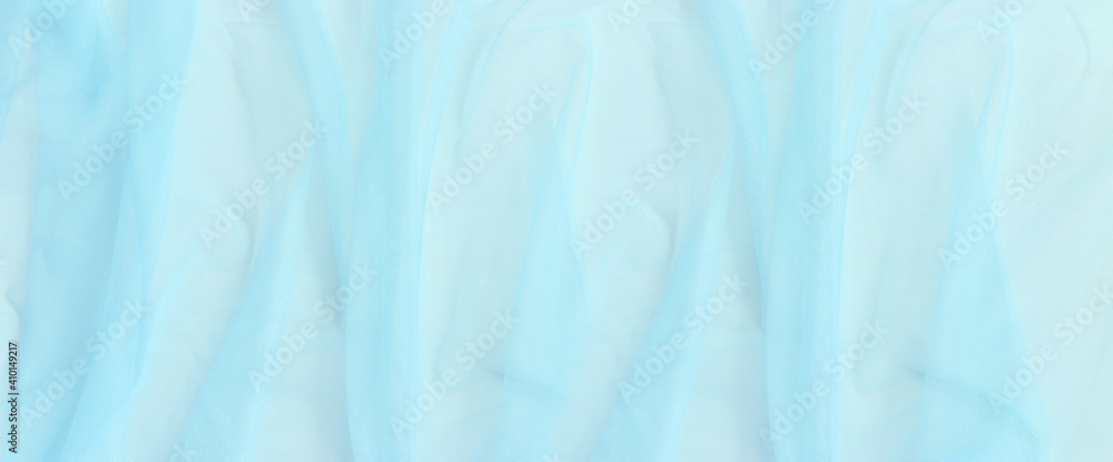 Fototapeta premium Vintage pastel blue tulle chiffon texture background