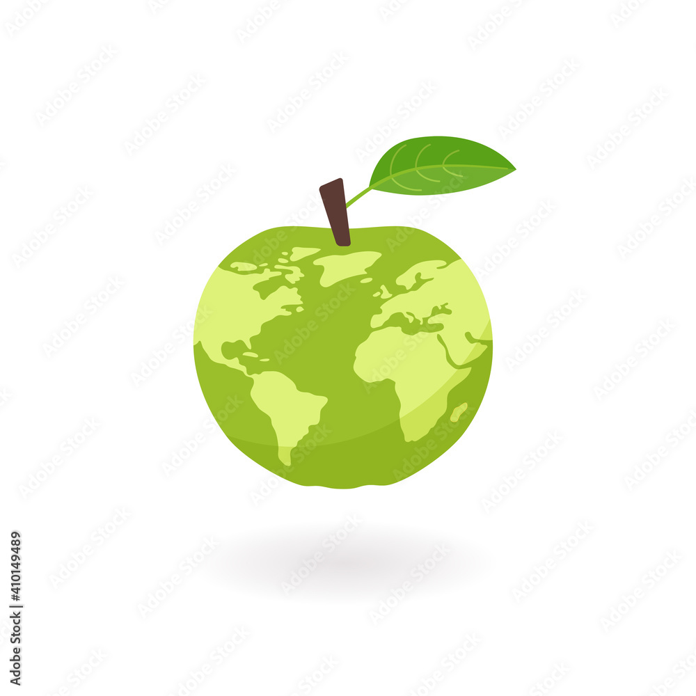 Green apple world map concept vector illustration Green apple world map concept vector illustration