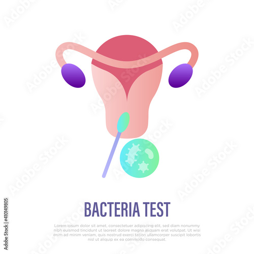 Bacteria test for uterine flat gradient icon. Gynecology. Diagnostics of infection. Vector illustration.