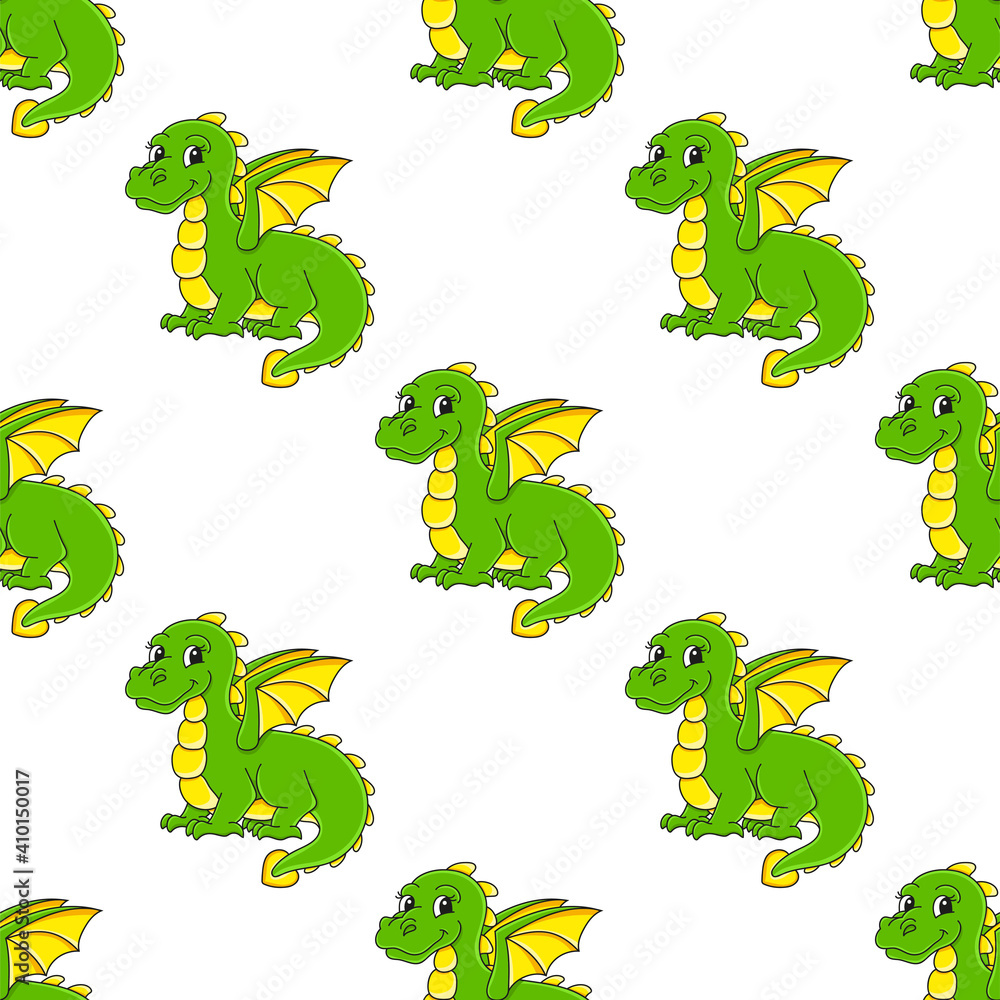 Fototapeta premium Color seamless pattern. Cartoon style. Bright design. For walpaper, poster, banner. Hand drawn. Vector illustration isolated on white background.