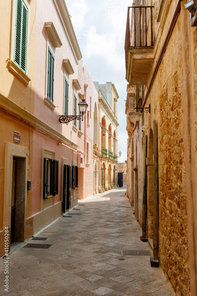 Narrow street in the historic center of Ugento, Salento, Apulia, Italy - Europe