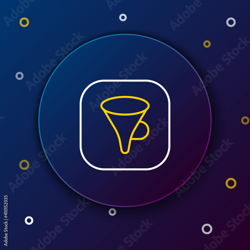 Line Funnel or filter icon isolated on blue background. Colorful outline concept. Vector.